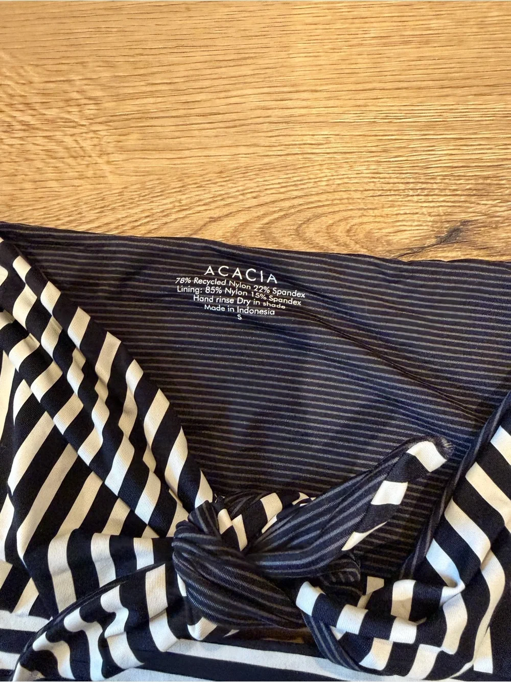 acacia swimwear Black & White Striped Bandeau Bikini Set
